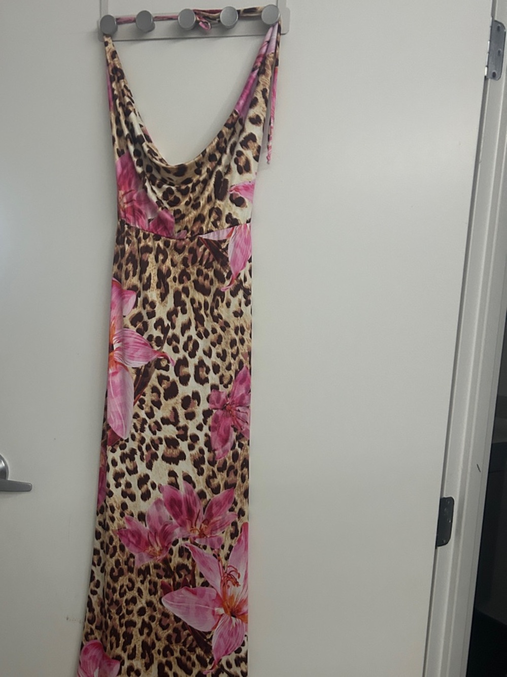 Fashion Nova Pink Floral Leopard Print Maxi Dress